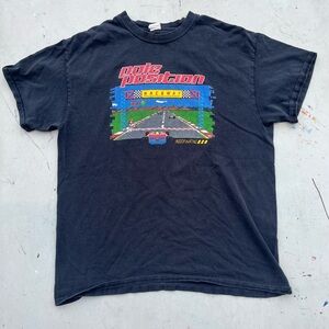 Men's Pole Position T-Shirt Black Spell-Out L Video Game Racing Atari 80s Retro